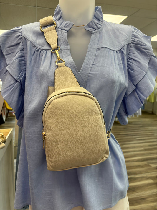 Ellen Guitar Strap Sling Bag in Ivory jen and co small crossbody purse