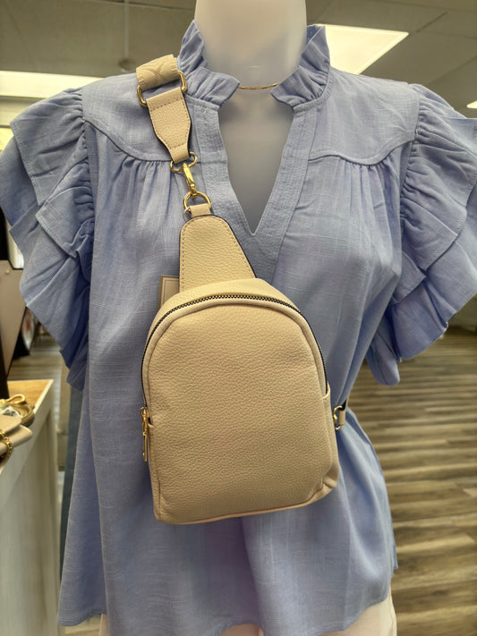 Ellen Guitar Strap Sling Bag in Ivory jen and co small crossbody purse