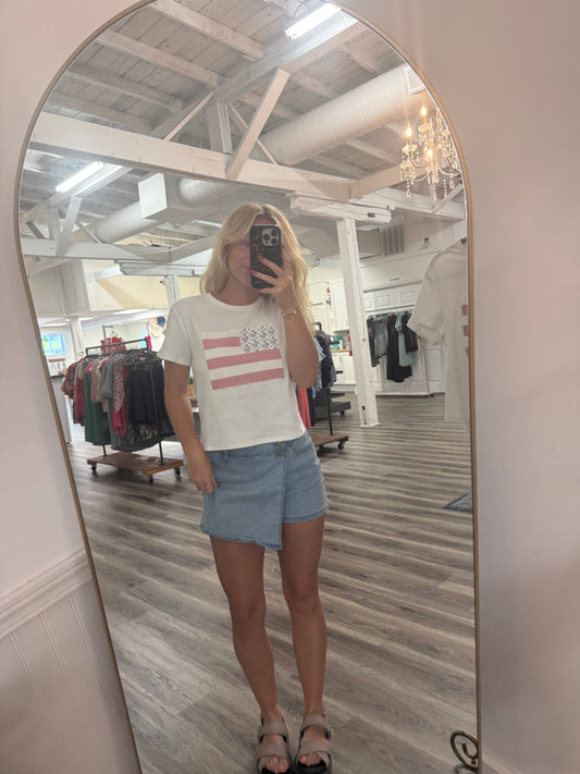 Patchwork Flag Baby Tee Shirt