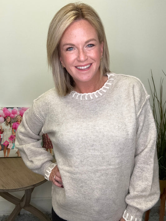 Blanket Stitch Warm and Cozy Sweater