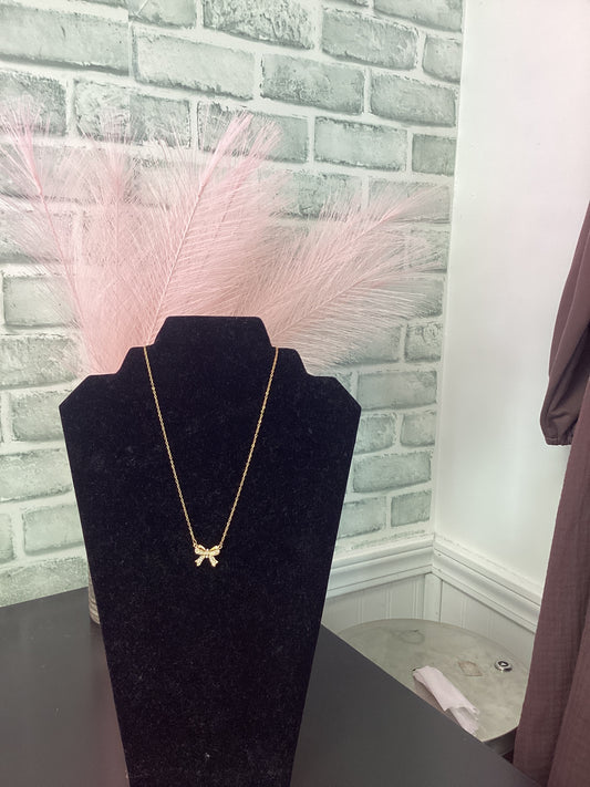 18k Stainless Steel Tarnish Free Bow Necklace