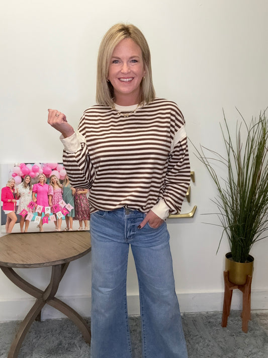 Borrow Mine Brown Stripes Top