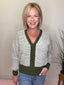 Better Together Contrast Knit V-neck Sweater in Olive