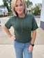 Seize the Day Short Sleeve Sweater in Emerald Green