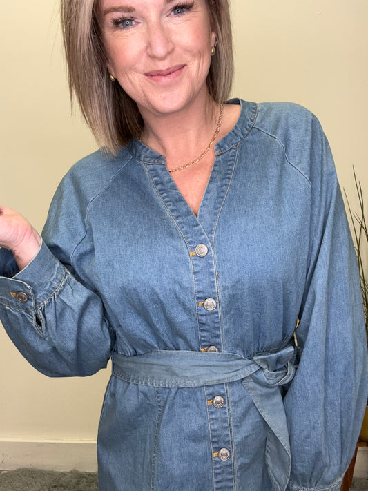 So Quaint Denim Dress - Ella Chic Boutique