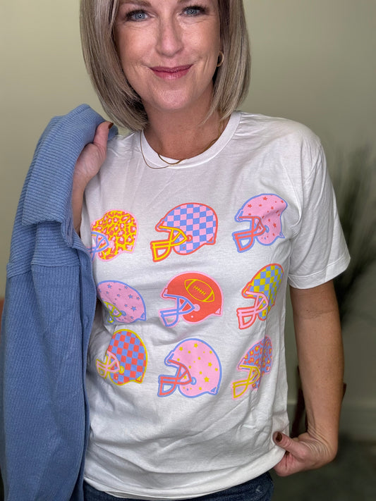 Funky Football Helmet Graphic Tee Shirt