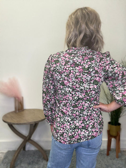 Aria Daydreaming Black Floral Top - Ella Chic Boutique