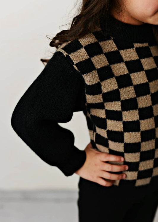Stay in Style Checkerboard Sweater (Girls) - Ella Chic Boutique