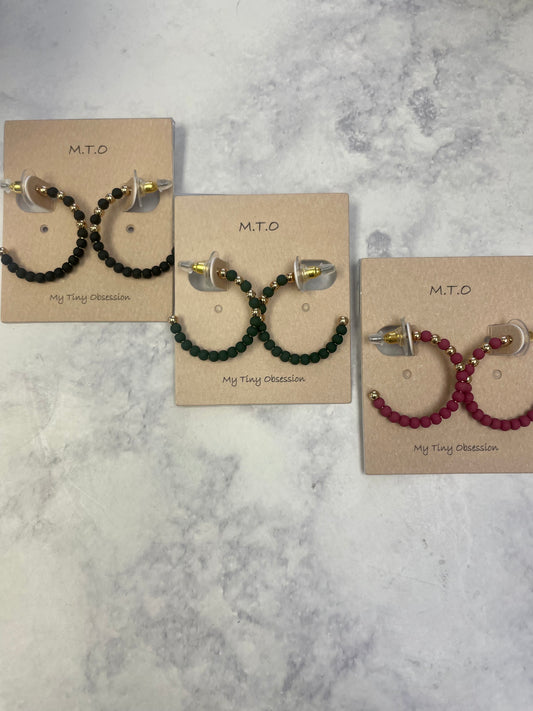 My Tiny Obsession Beaded Hoop Earrings (3 Colors) - Ella Chic Boutique