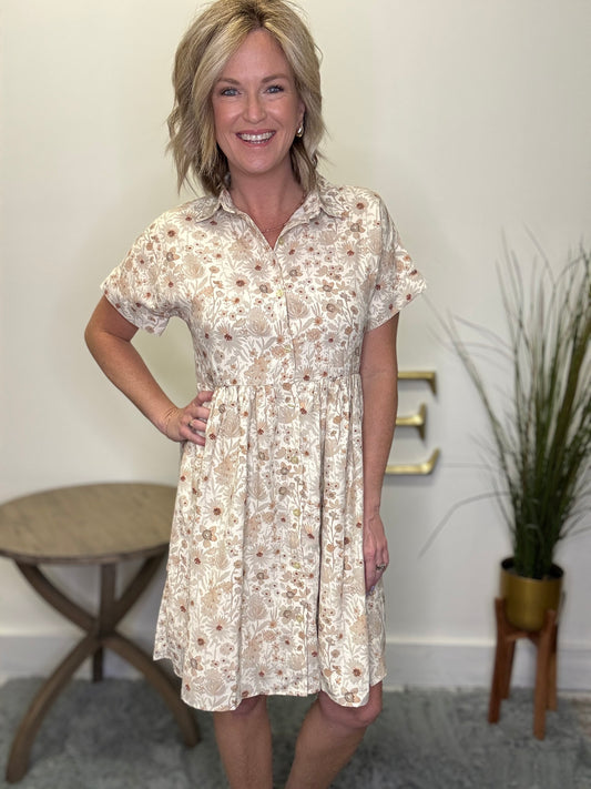 The Heidi Dress in Floral Bisque Bloom