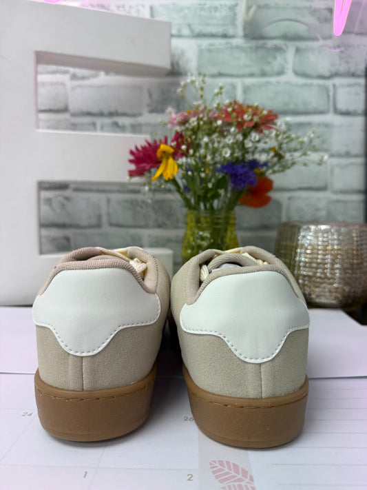 Neutral floral mesh tennis shoes sneakers makers mm taupe beige tan fall