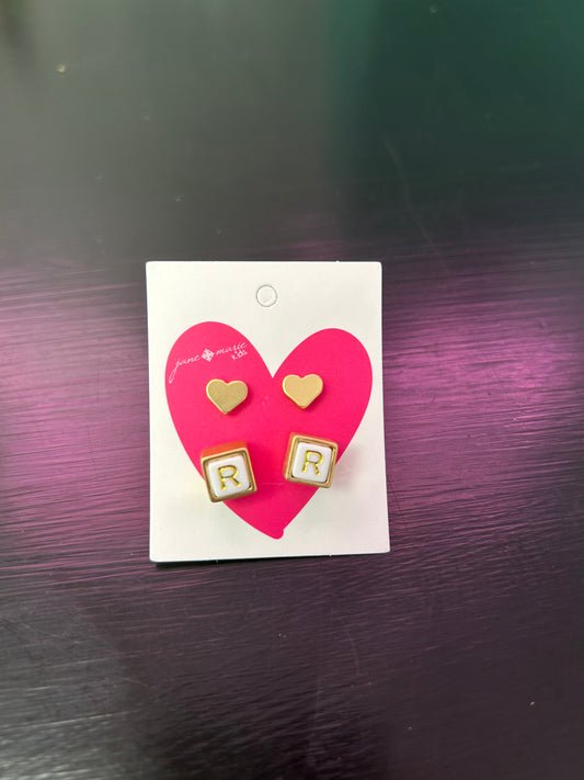 Girl’s Initial Heart Earrings