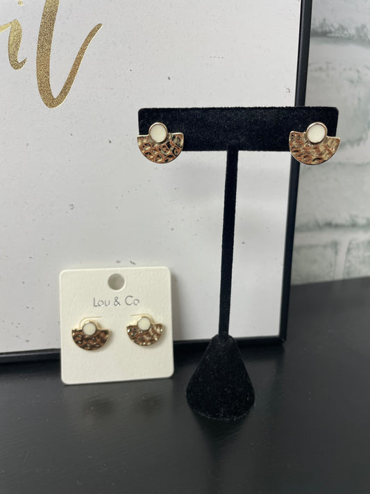 White Stone Gold Stud Earrings - Ella Chic Boutique