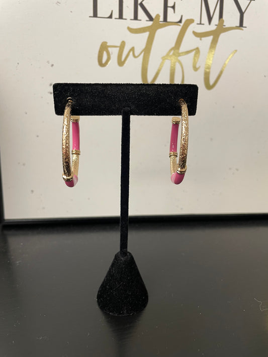 Gold And Pink For Today Hoop Earrings - Ella Chic Boutique