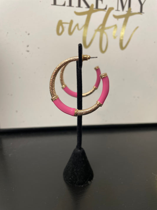 Gold And Pink For Today Hoop Earrings - Ella Chic Boutique