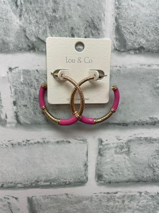 Gold And Pink For Today Hoop Earrings - Ella Chic Boutique