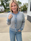 Be Your Best Light Blue Striped Cardigan Sweater