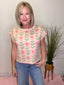 Uptown Pink Floral Boxy Sleeveless Sweater Top