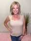 Scallop Ribbed Sweater Sleeveless Tank in Tan