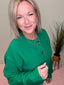 Textured Button Front Cardigan Sweater in Kelly Green