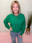 Textured Button Front Cardigan Sweater in Kelly Green