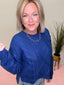 Adela Cable Knit Sweater in Royal Blue