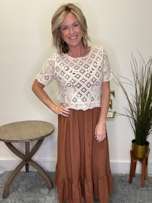 On Trend Jones Midi Dress in Desert Sand
