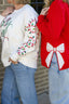 Lakelyn Merry side Bow slit Sweatshirt in Red Top Mary square Michelle McDowell Christmas holiday  - Ella Chic Boutique