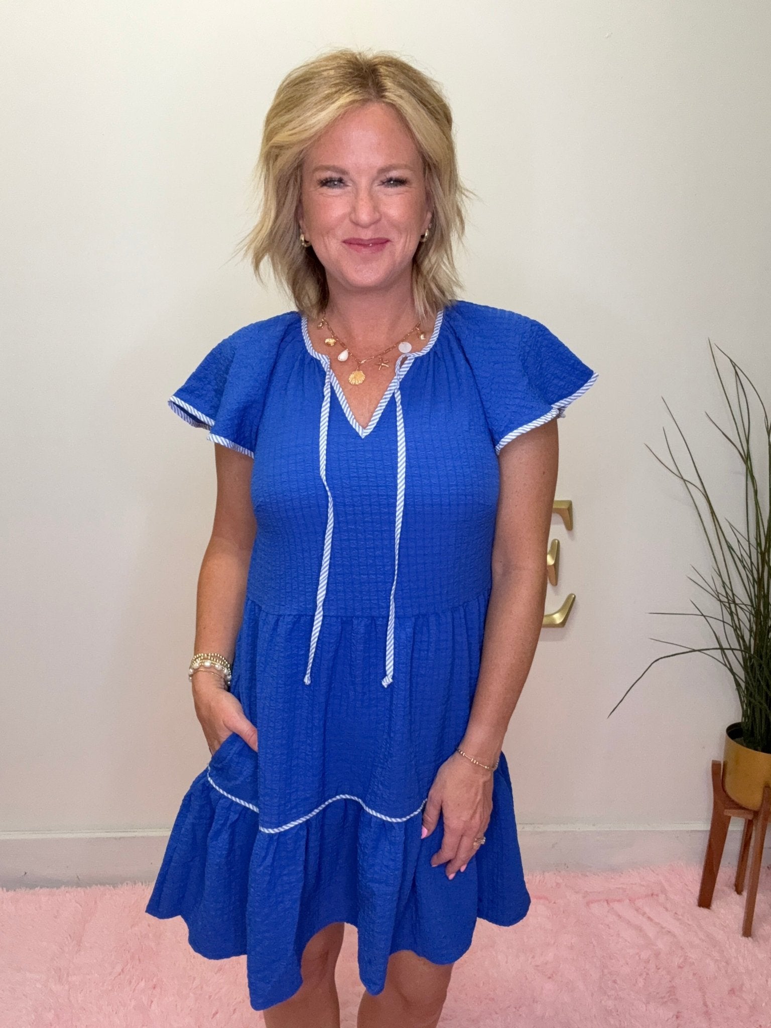 Lillian Coastal Breeze Blue Dress in Seersucker – Ella Chic Boutique