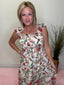 Mikarose Janelle Dress fall smocked sleeveless floral print cream olive burgundy midi pockets boutique