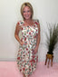 Mikarose Janelle Dress fall smocked sleeveless floral print cream olive burgundy midi pockets boutique