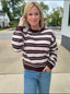 Sweet on You Pink and Brown Striped Sweater