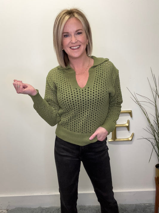 Find a Match Open Knit Sweater Top