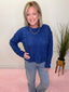 Adela Cable Knit Sweater in Royal Blue