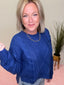 Adela Cable Knit Sweater in Royal Blue