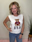 All American USA Teddy Embroidered Sleeveless Sweater Vest 110 Tops - Ella Chic BoutiqueSo Me
