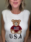 All American USA Teddy Embroidered Sleeveless Sweater Vest 110 Tops - Ella Chic BoutiqueSo Me