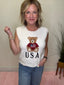 All American USA Teddy Embroidered Sleeveless Sweater Vest 110 Tops - Ella Chic BoutiqueSo Me