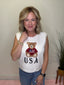 All American USA Teddy Embroidered Sleeveless Sweater Vest