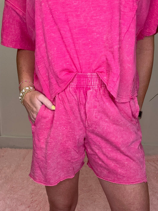 All Mine Mineral Washed Knit Top and Shorts Set