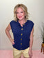 All the Best Gold Button Vest in Navy 110 Tops - Ella Chic BoutiqueWishlist