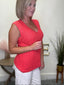 All the Way Deep Coral V - neck Sleeveless Top 110 Tops - Ella Chic Boutique