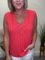 All the Way Deep Coral V - neck Sleeveless Top 110 Tops - Ella Chic Boutique