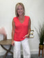 All the Way Deep Coral V-neck Sleeveless Top
