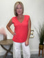 All the Way Deep Coral V-neck Sleeveless Top