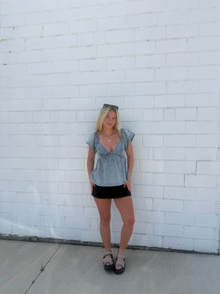 Alyssa Denim Tie Top - Ella Chic BoutiqueElla Chic Boutique