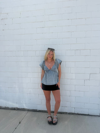 Alyssa Denim Tie Top - Ella Chic BoutiqueElla Chic Boutique