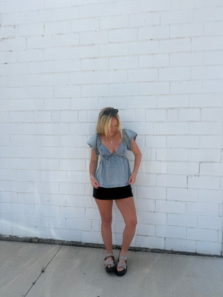 Alyssa Denim Tie Top - Ella Chic BoutiqueElla Chic Boutique