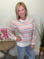Annabelle Sweater in Colorful Ivory 130 Sweaters - Ella Chic Boutique