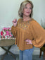 Autumn Arrives Embroidered Blouse - Ella Chic Boutique